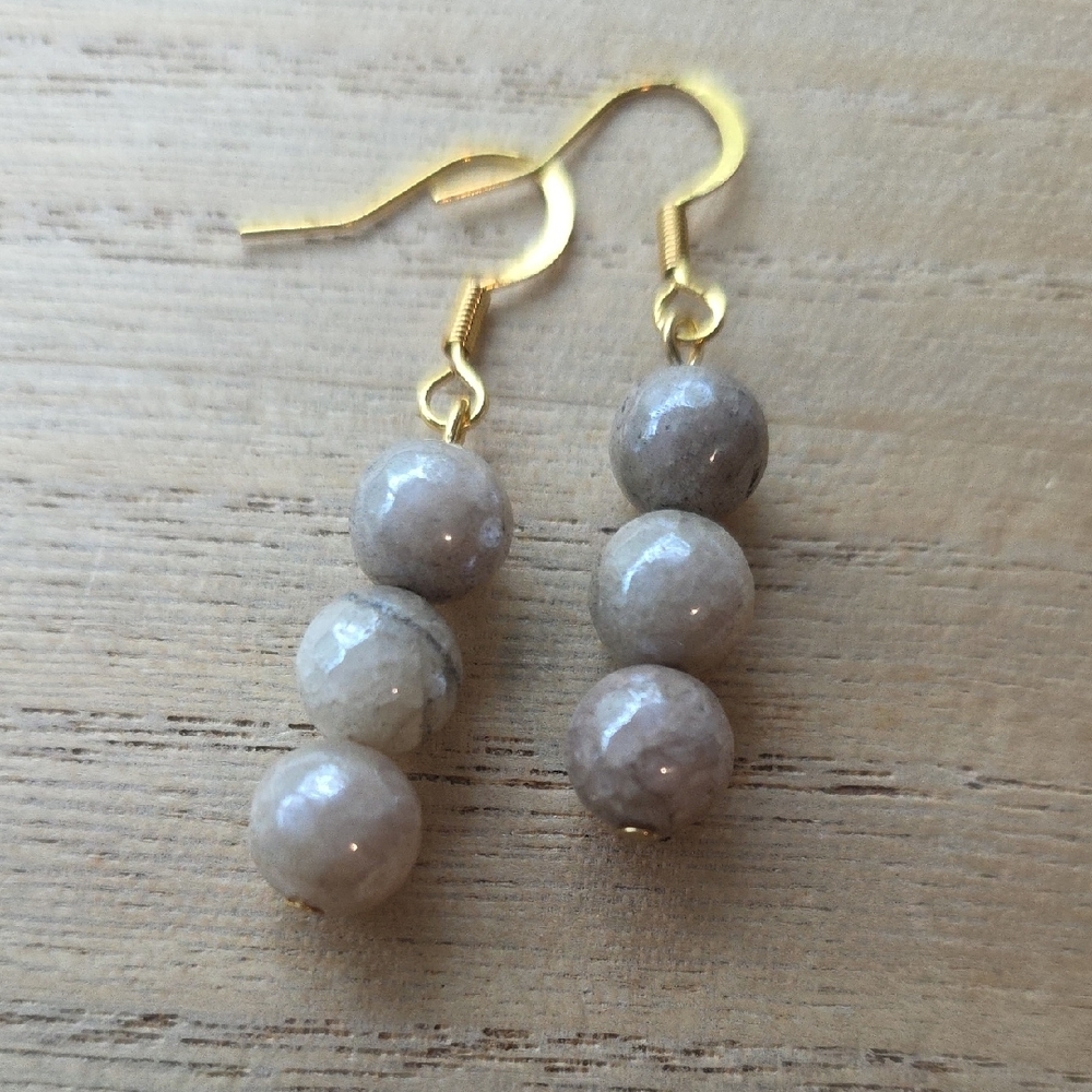 Handmade Dolomite Jasper Minimalist Beaded Earrings